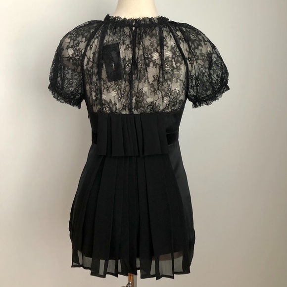 NWT BCBG Black Silk/Lace Cap Sleeve Party-Top - Picture 10 of 16